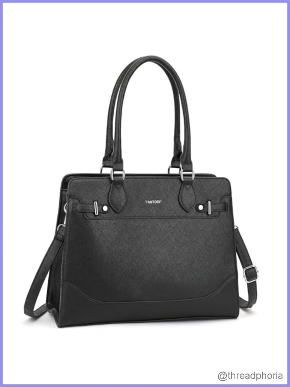 Vegan Leather Structured Tote Bag Women Satchel Work Shoulder Handbag